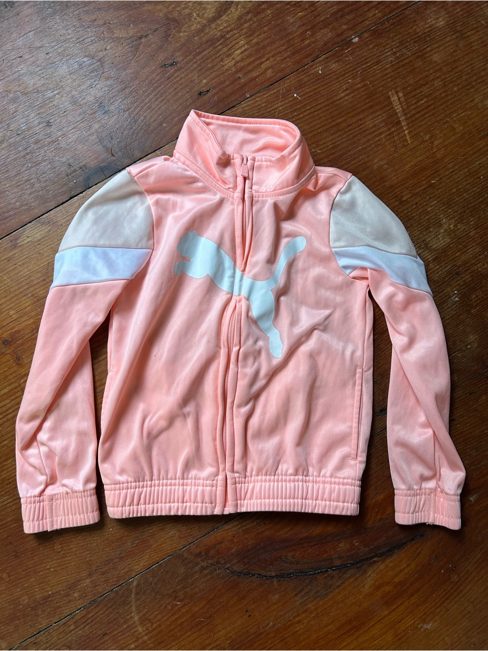 Puma Girls' Coral Pink Full-Zip Track Jacket with White Logo